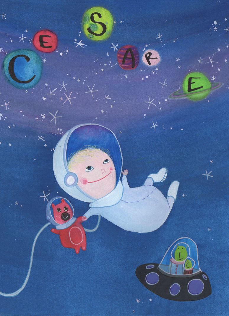 Welcome little astronaut A personalised illustration for a newborn