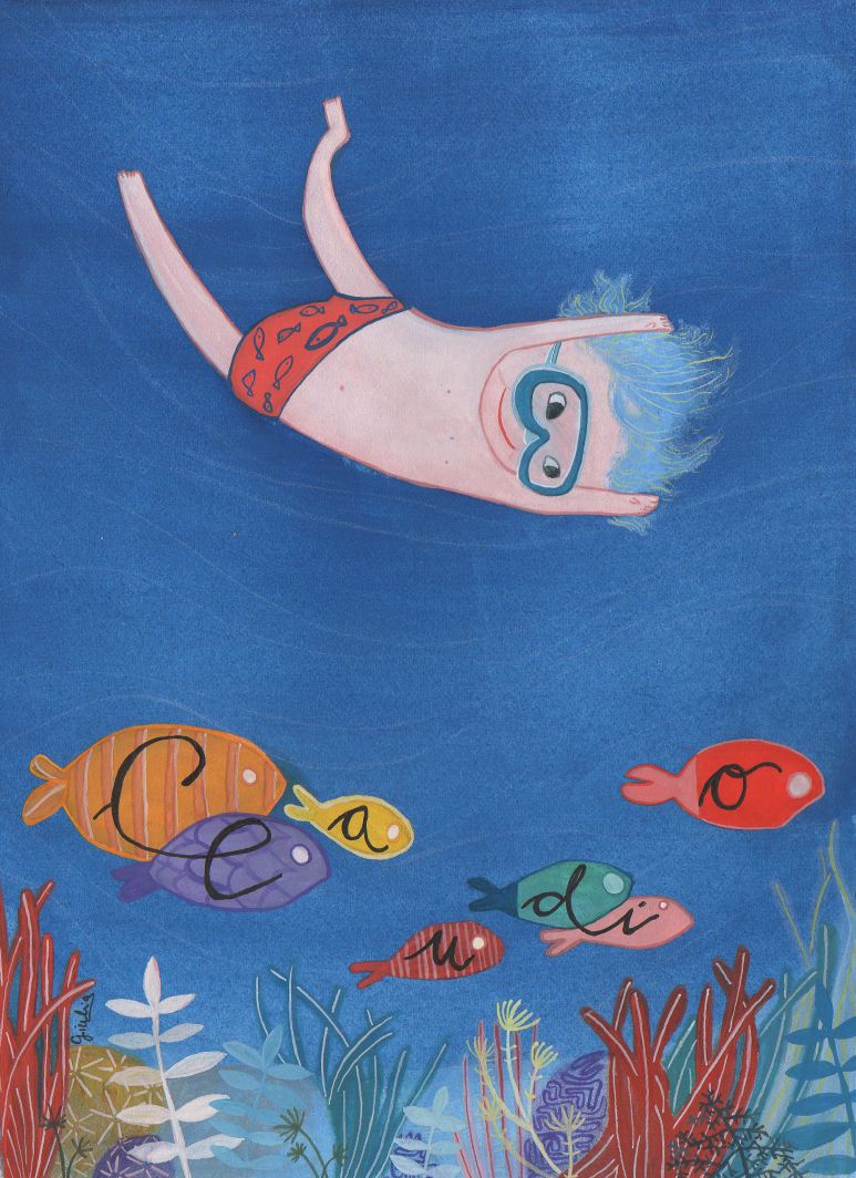 Claudio, the little diver A personalised illustration for an elder brother