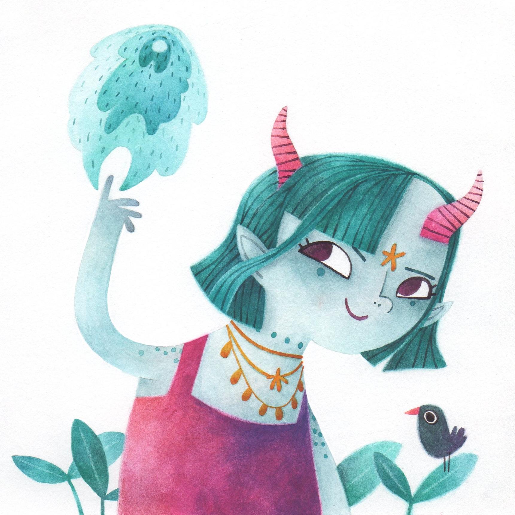 Daemon girl by AlbaBG "Draw This In Your Style" challenge