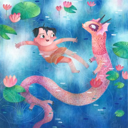 Diving in the lagoon of water dragons