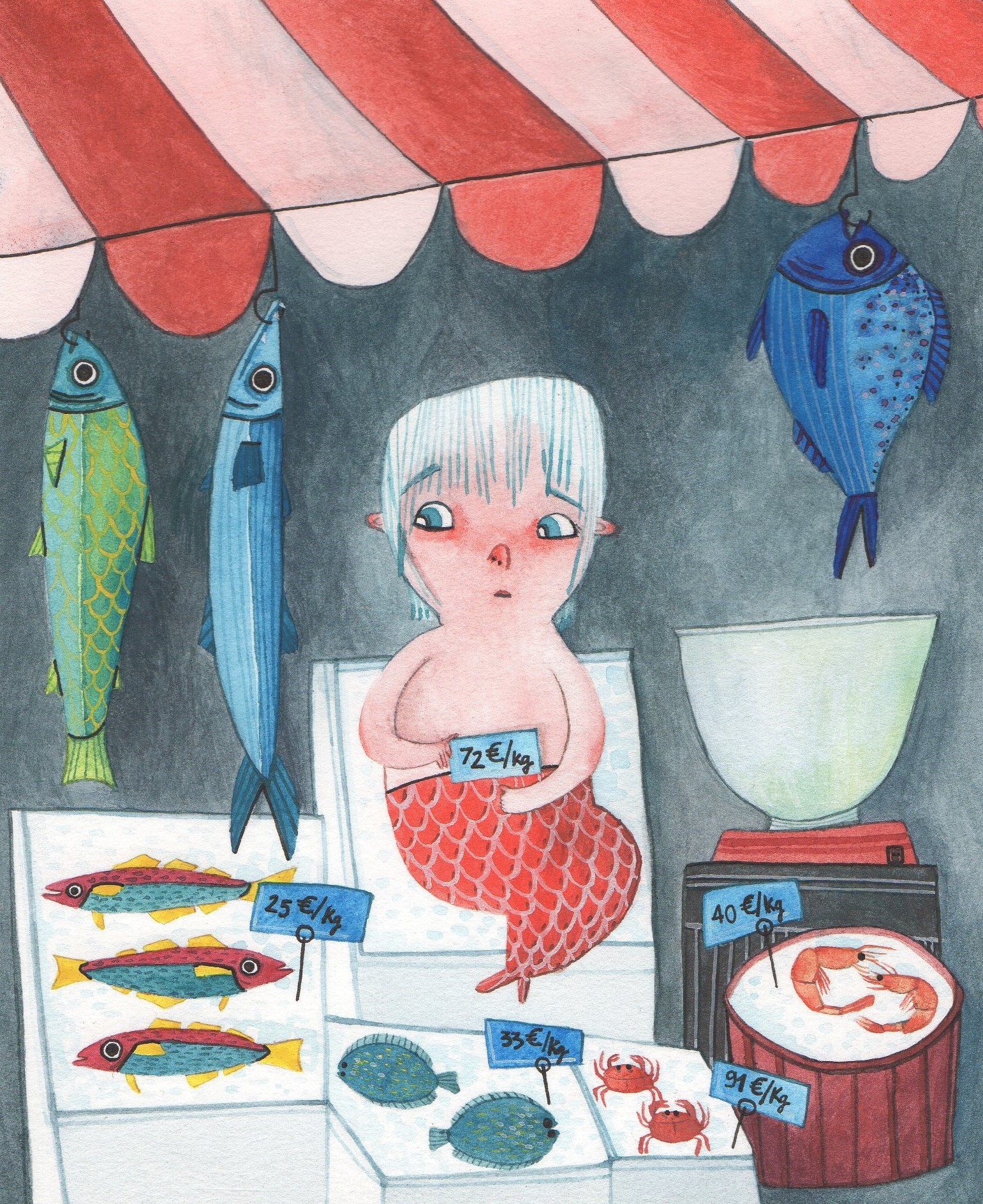 Mermaid on Sale A mermaid at the market for Mermay 2018