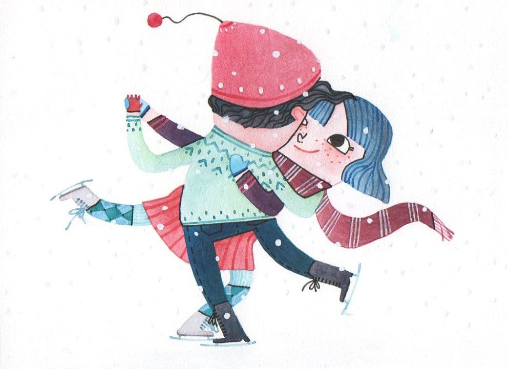 Skating on ice Two iceskaters for Collective