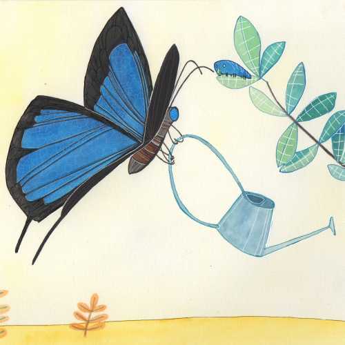 A large blue butterfly