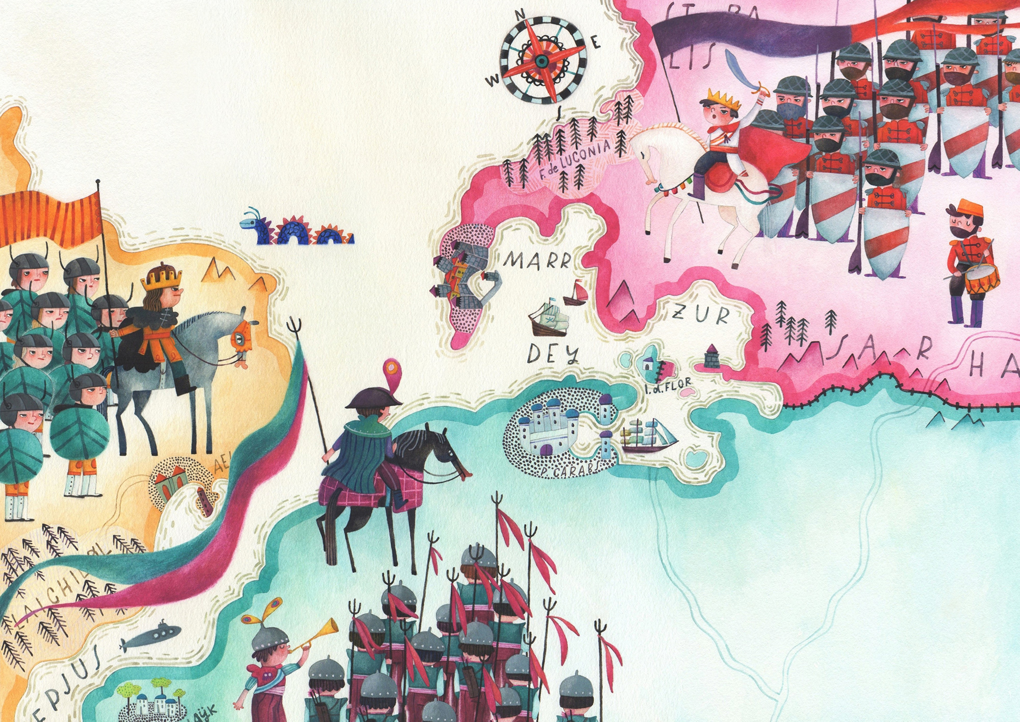 Map of the three armies Illustration for "The great penguin war" project